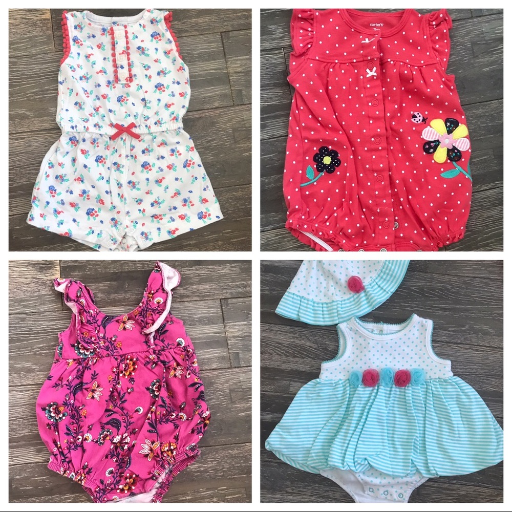 Cotton, floral print onesies